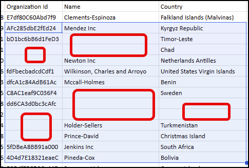 select blank cells in google sheets